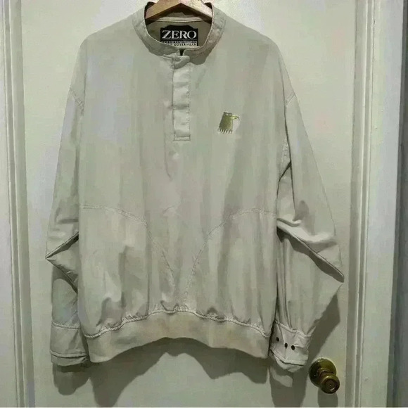 ZERO RESTRICTION Beige Pullover Snap Button Golf Windbreaker Jacket Large‎ - Picture 1 of 6